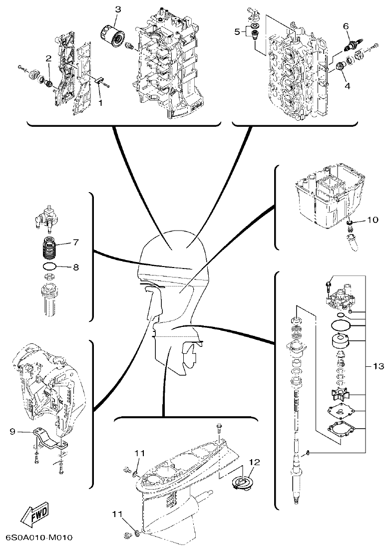 Yamaha F100BET SCHEDULED SERVICE PARTS parts diagram